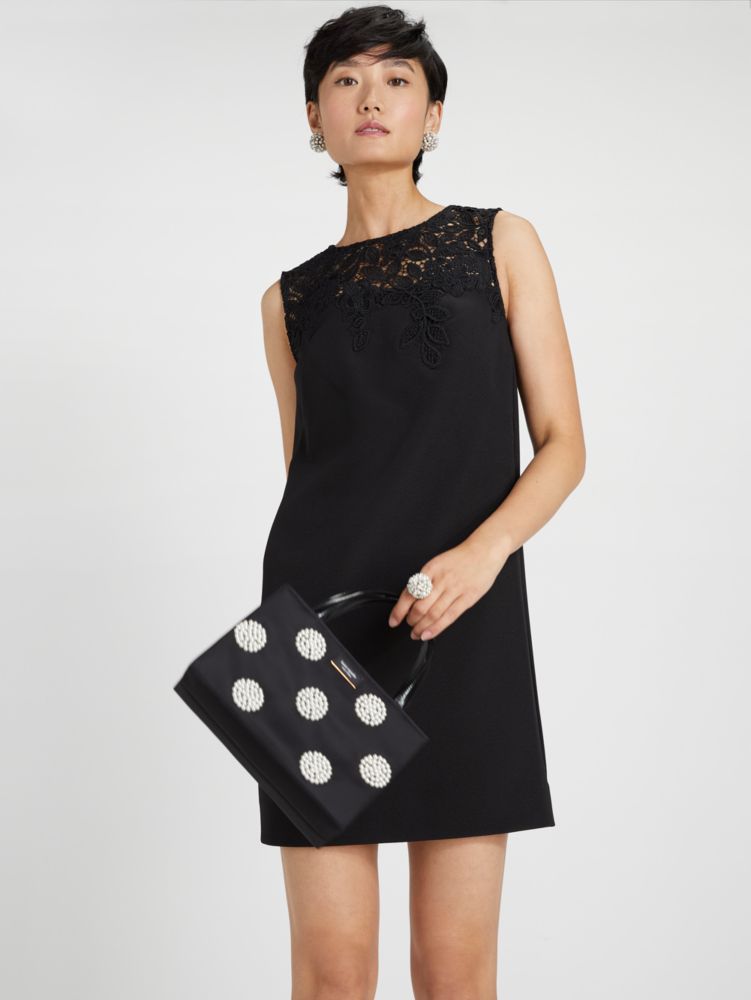 Ribbon Lace Applique Crepe Dress | Kate Spade New York