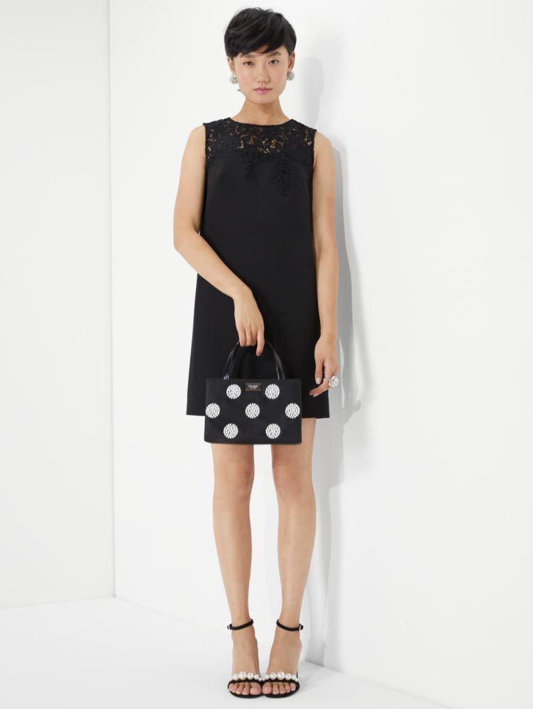 Kate Spade,Ribbon Lace Applique Crepe Dress,