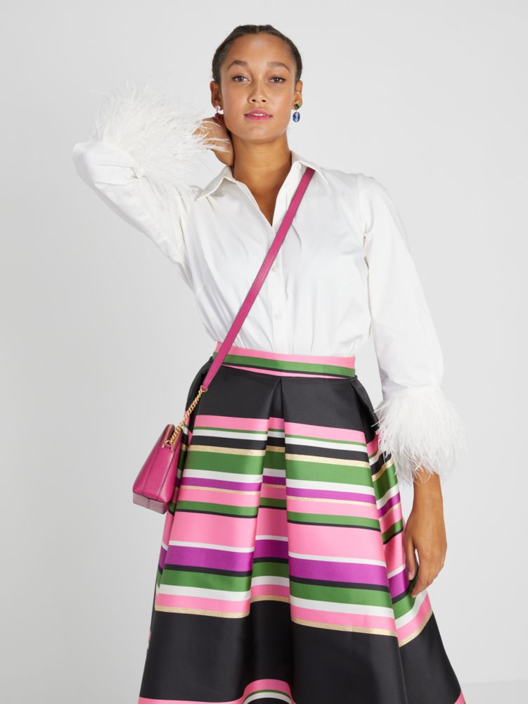 Kate Spade,Feather Trim Poplin Shirt,