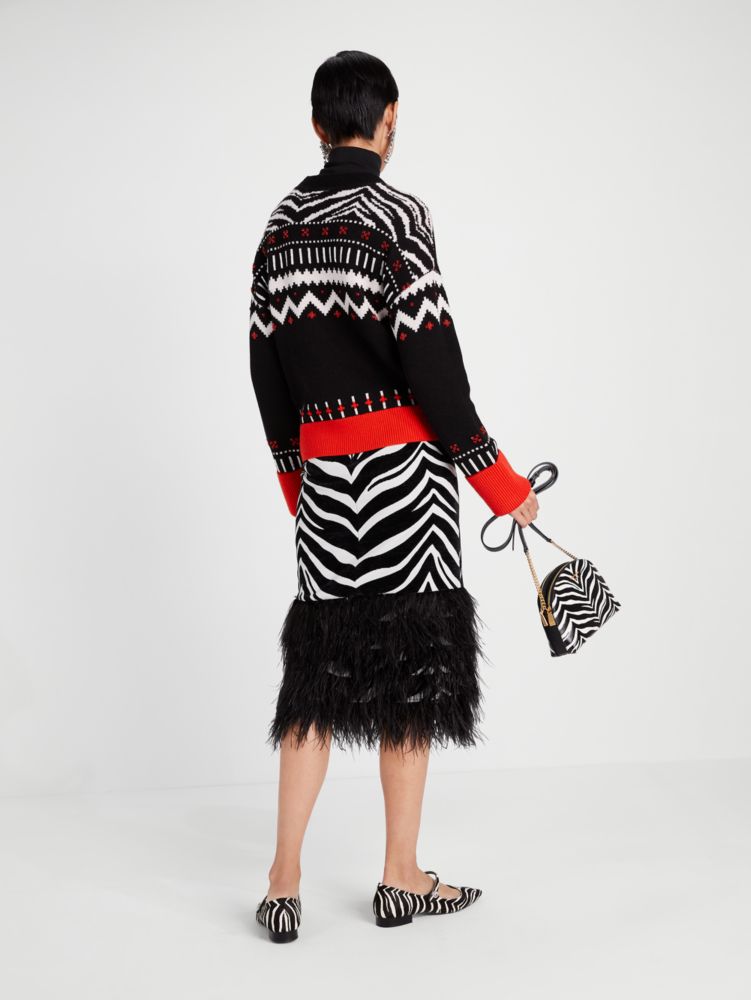 Kate Spade,Zebra Fair Isle Sweater,Black Multi