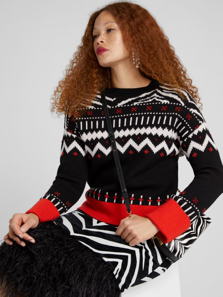 Kate Spade,Zebra Fair Isle Sweater,