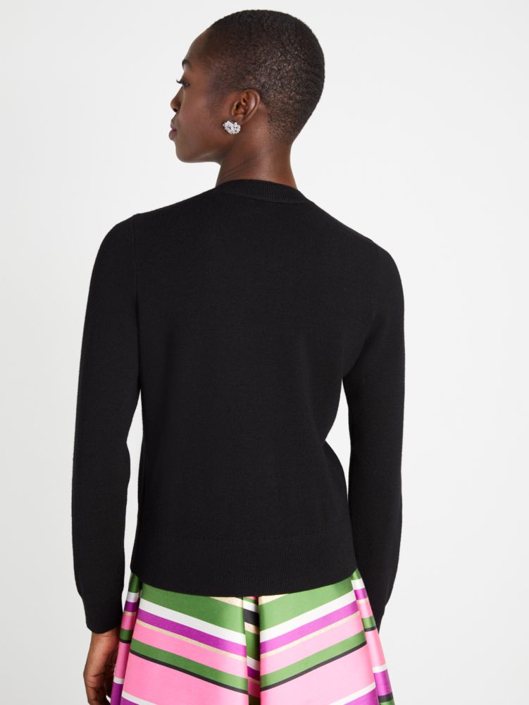 Kate Spade,Embellished Bow-neck Cardigan,Wool,Spandex,Polyamide,Cardigan,Bead Embellishment,Pearl,Bow,Day Party,