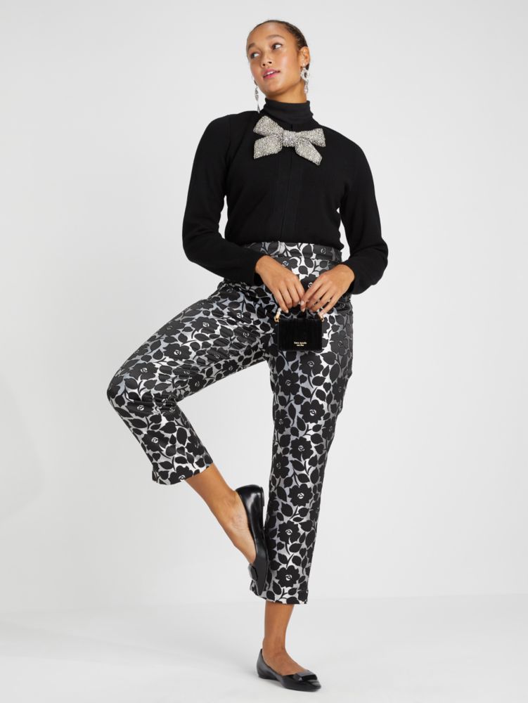 Kate Spade,Embellished Bow-neck Cardigan,Wool,Spandex,Polyamide,Cardigan,Bead Embellishment,Pearl,Bow,Day Party,