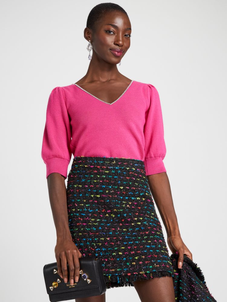 Kate Spade,Rhinestone Edged Boat-neck Sweater,