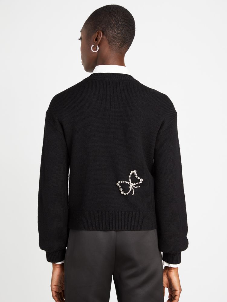 Kate Spade,Rhinestone Bow Toss Sweater,