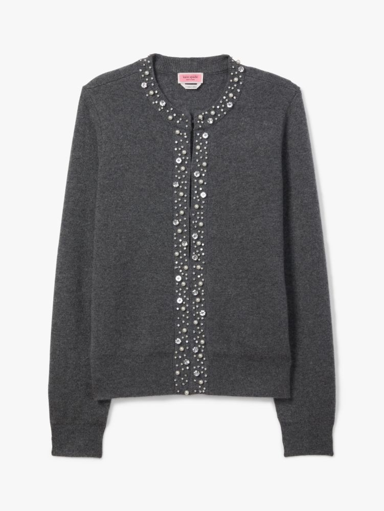 Pearl Embellished Cardigan - Grey