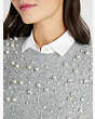 Kate Spade,Pearl Rhinestone Embellished Sweater,Grey Melange