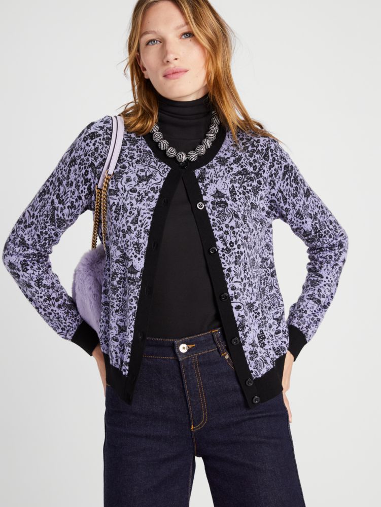 Kate Spade,Year Of The Rabbit Toile Cardigan,
