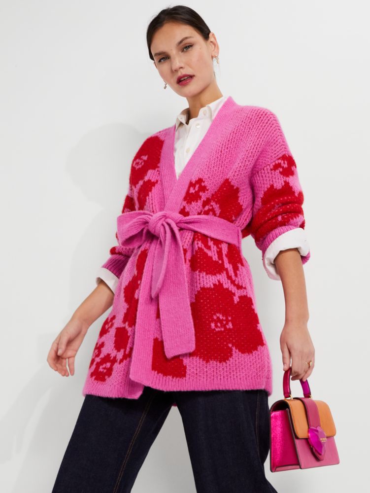 Kate Spade,ローズ ガーデン インターシャ カーディガン,全てのアウトレット,ピンククラウド