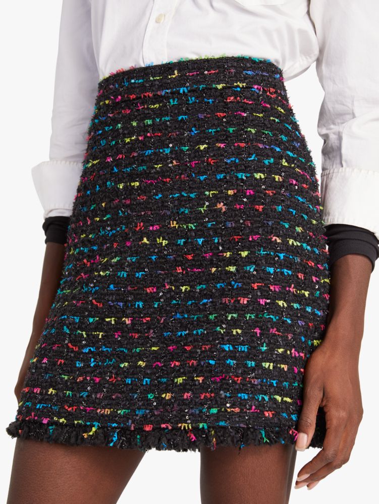 Kate Spade,Metallic Tweed Skirt,Black Multi