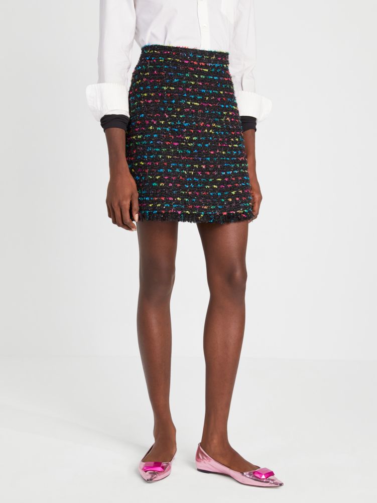 Kate Spade,Metallic Tweed Skirt,Black Multi