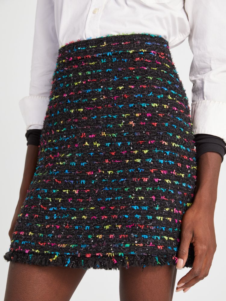 Kate Spade,Metallic Tweed Skirt,Black Multi