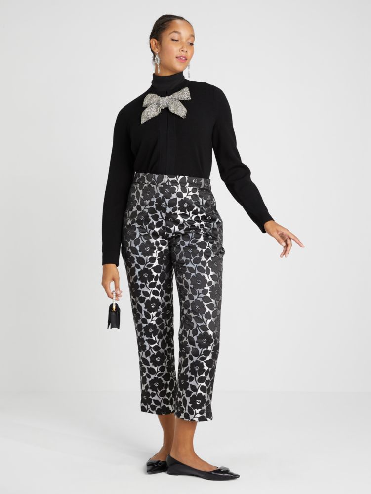 kate spade new york ROSY GARDEN BROCADE PANT - Trousers - black