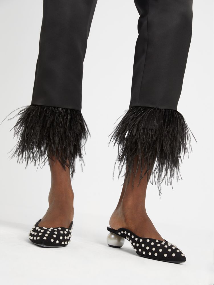 Kate Spade,Satin Feather Trim Pant,