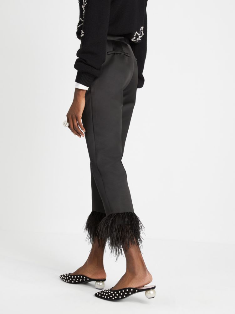 Satin Feather Trim Pant