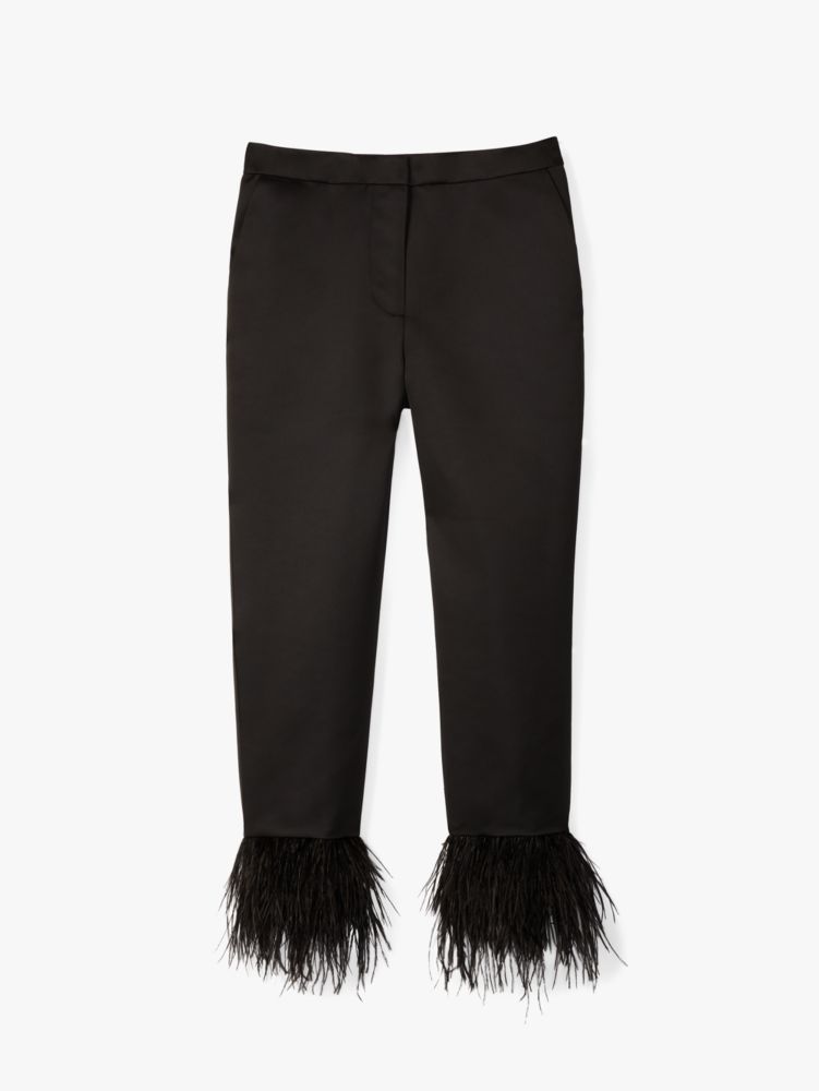 Satin Feather Trim Pant | Kate Spade New York