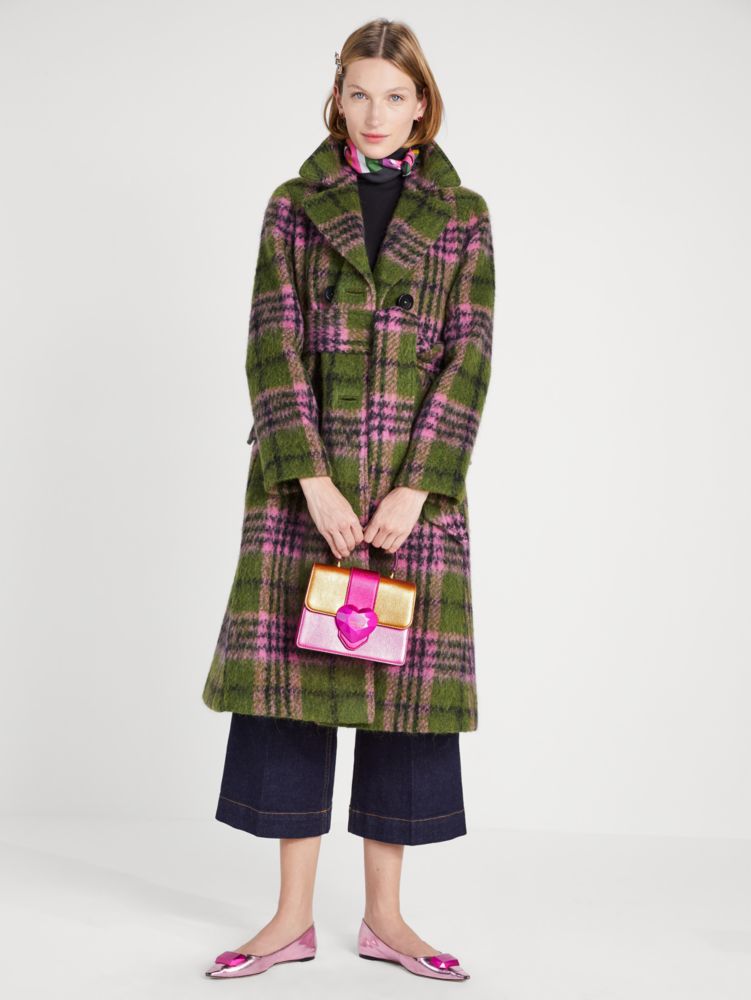 Pink hot sale plaid coat