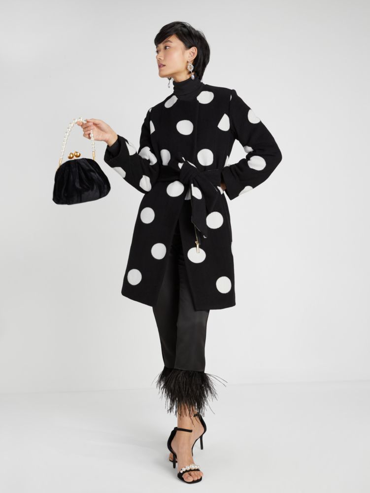 Kate Spade,Giant Dot Coat,Black