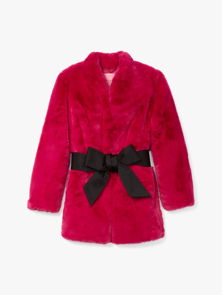 Bow Waist Faux Fur Coat | Kate Spade New York