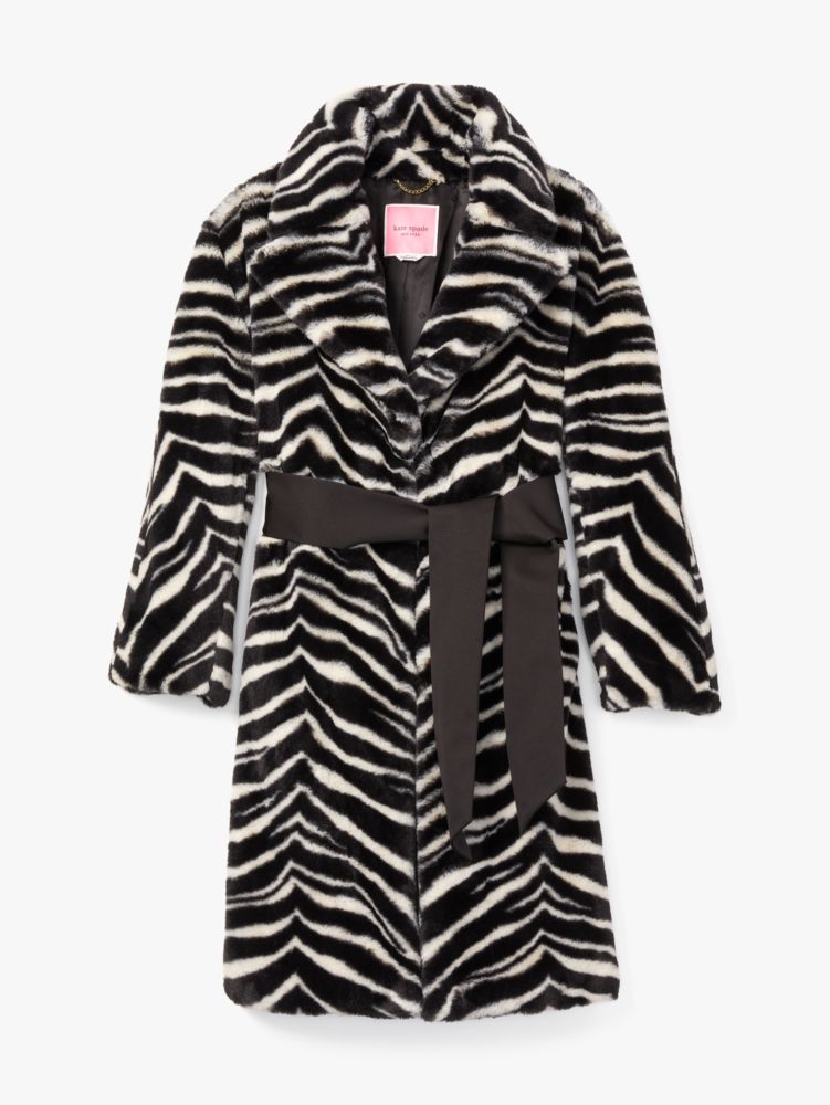 Bold Zebra Faux Fur Coat