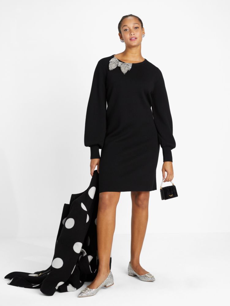 Kate spade white outlet dress with black bow