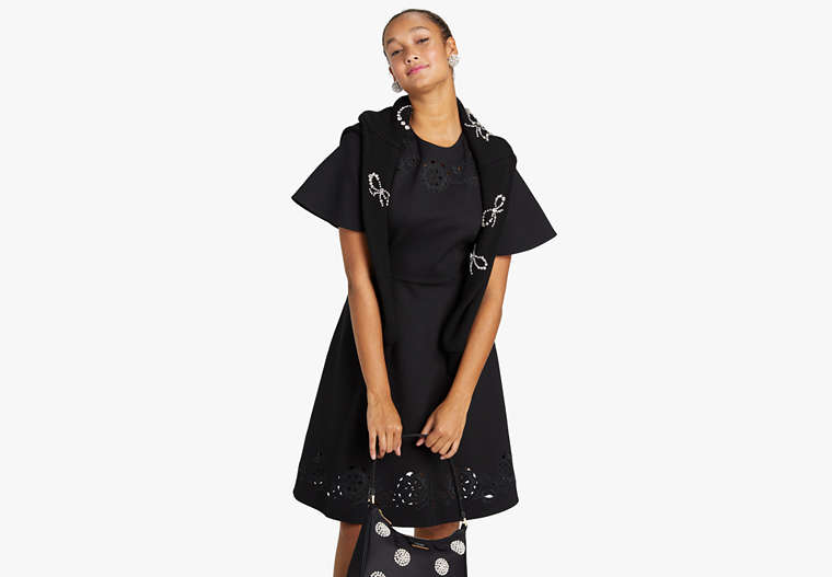 Kate Spade,Embroidered Cutwork Ponte Dress,Cocktail,