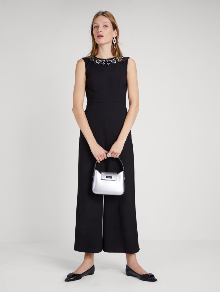 Kate Spade,Embellished Ponte Jumpsuit,Glitter,Cocktail,Black