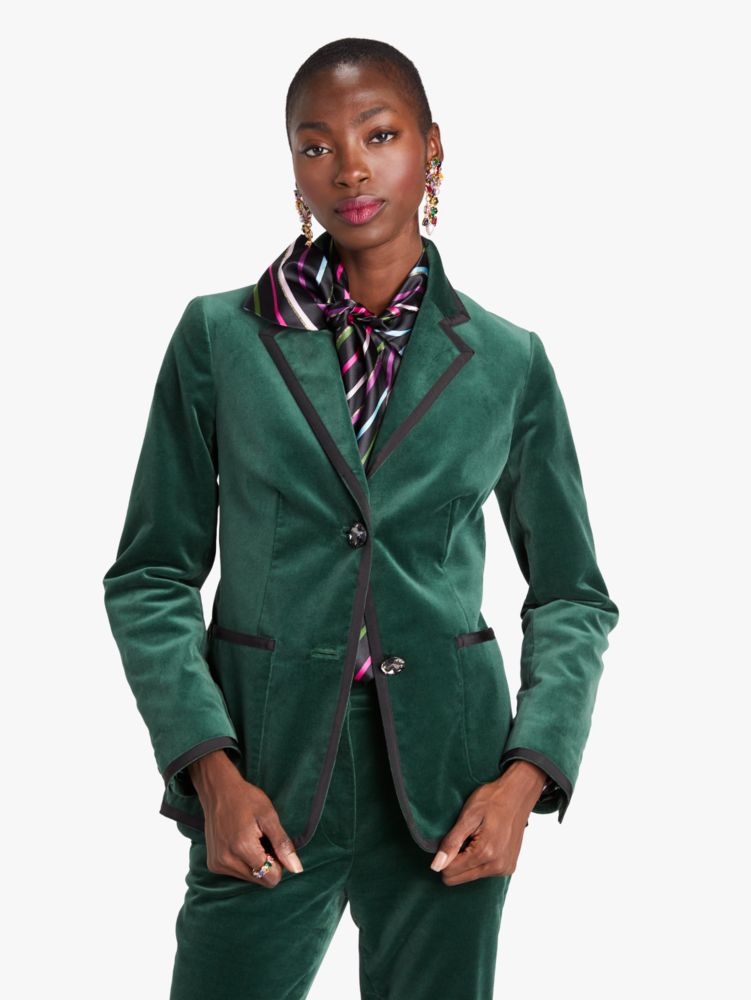 Kate Spade,Jewel Button Velvet Blazer,Torrey Pine