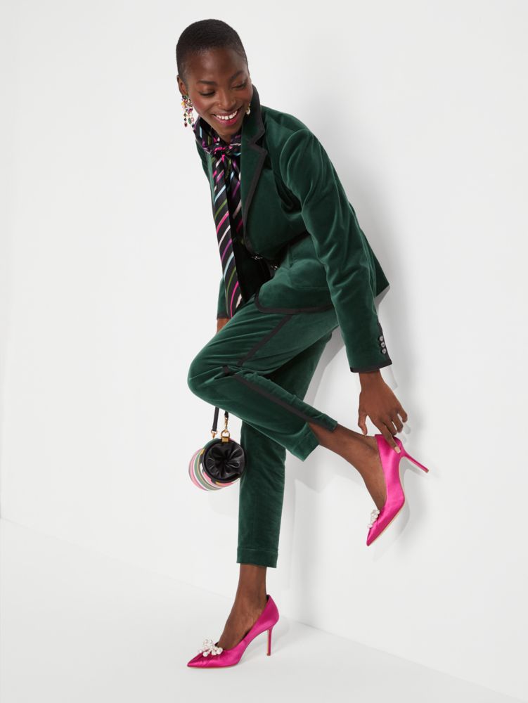 Kate Spade,ジュエル ボタン ベルベット ブレザー,ウェア,ディープジェイド