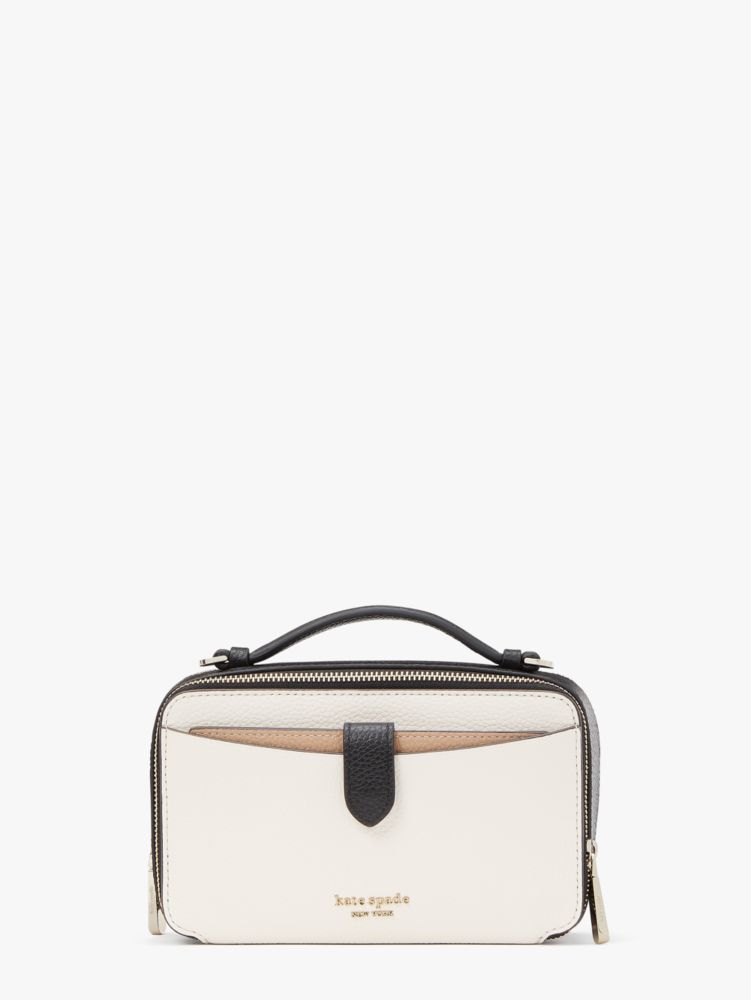 Kate Spade,Hudson Colorblocked Double-Zip Crossbody,Parchment Multi