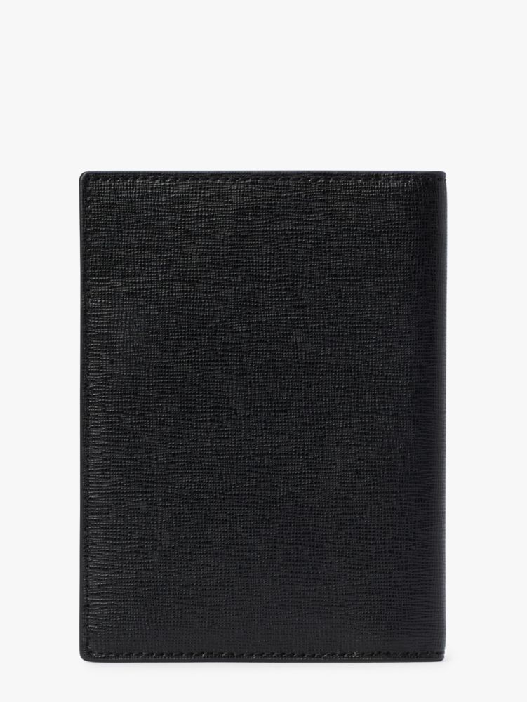 Kate Spade,Morgan Passport Holder,Leather,Bi Fold,Passport Case,Logo,Metal,Scratch Resistant,Casual,Black