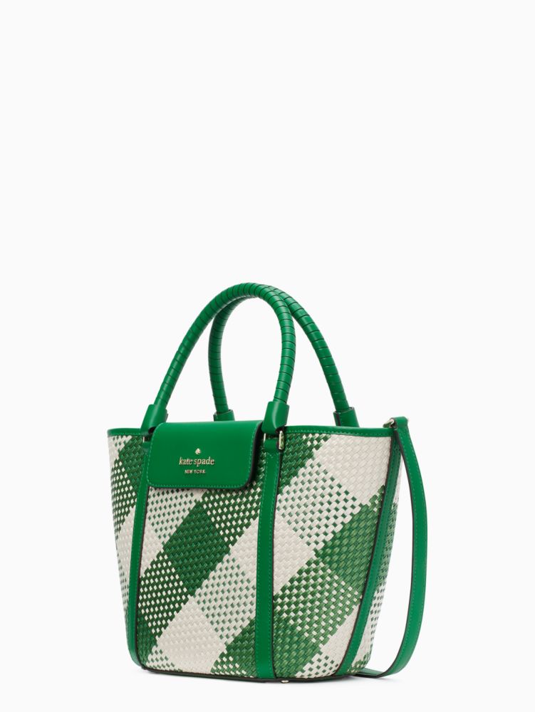 Kate Spade,クルーズ オーバーサイズ ウーブン ギンガム トート,全てのアウトレット,グリーンビーン