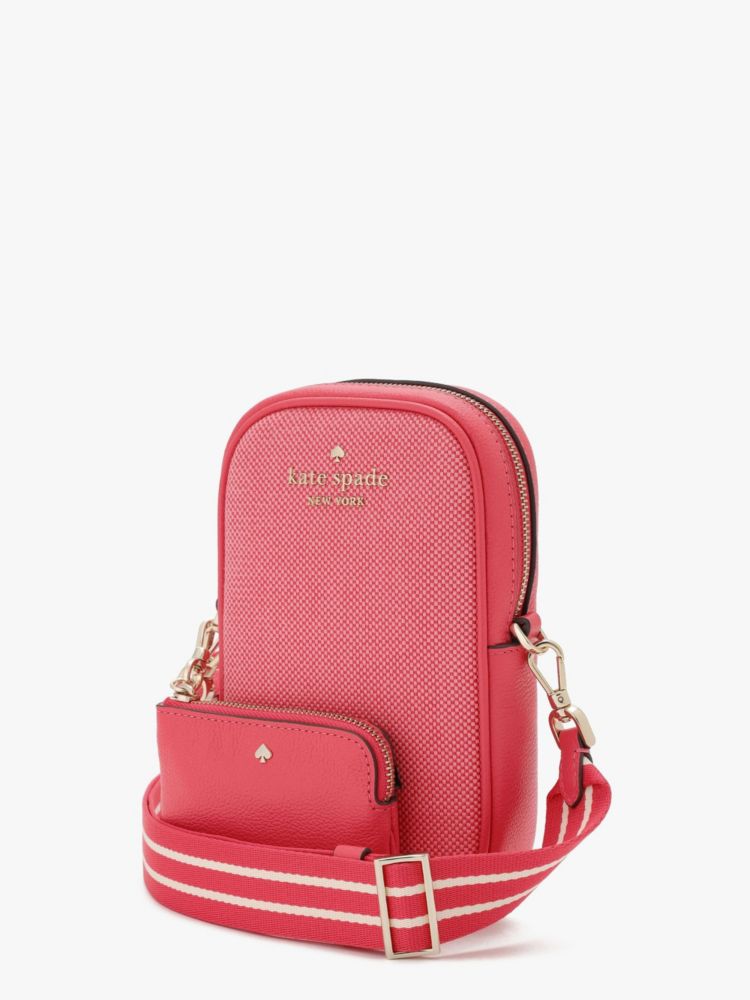 Kate Spade,ロージー キャンバス ノース サウス ジップ フォン クロスボディ,テック,ピンクペッパーコーンマルチ