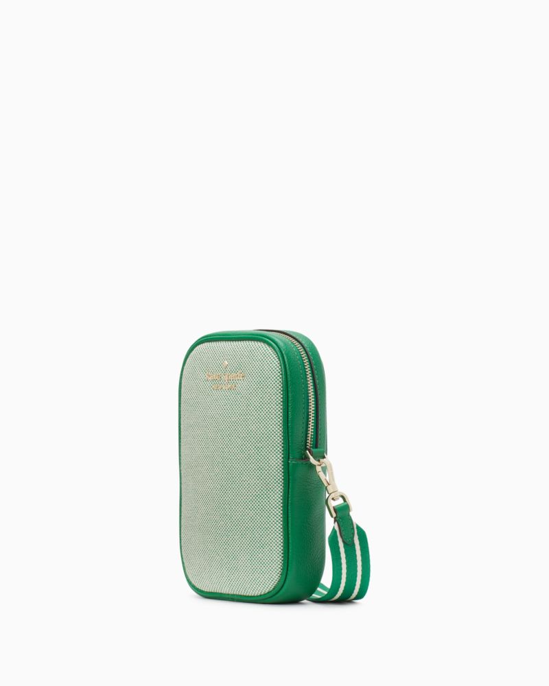 Kate Spade,ROSIE CANVAS NORTH SOUTH ZIP PHONE CROSSBODY,Green Bean Multi