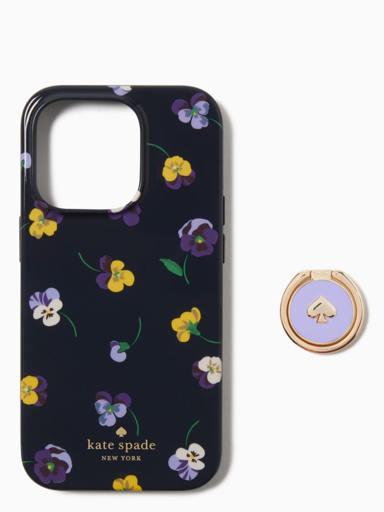 Kate Spade,pansy toss and ring resin iphone 14 pro case,