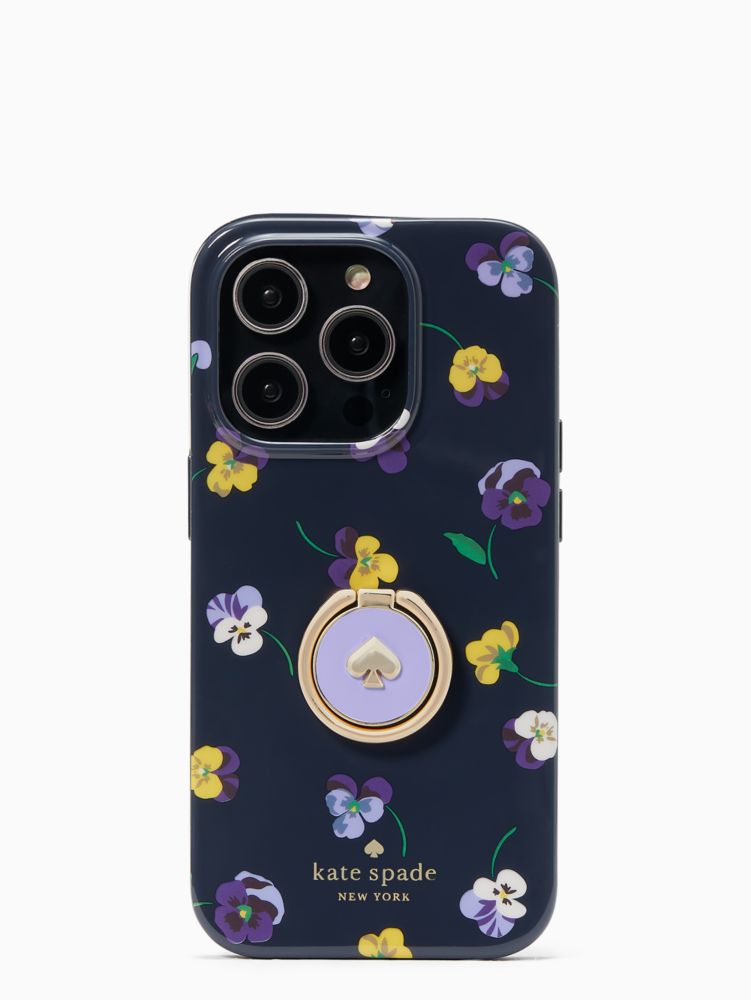Kate Spade,pansy toss and ring resin iphone 14 pro case,Blazer Blue Multi
