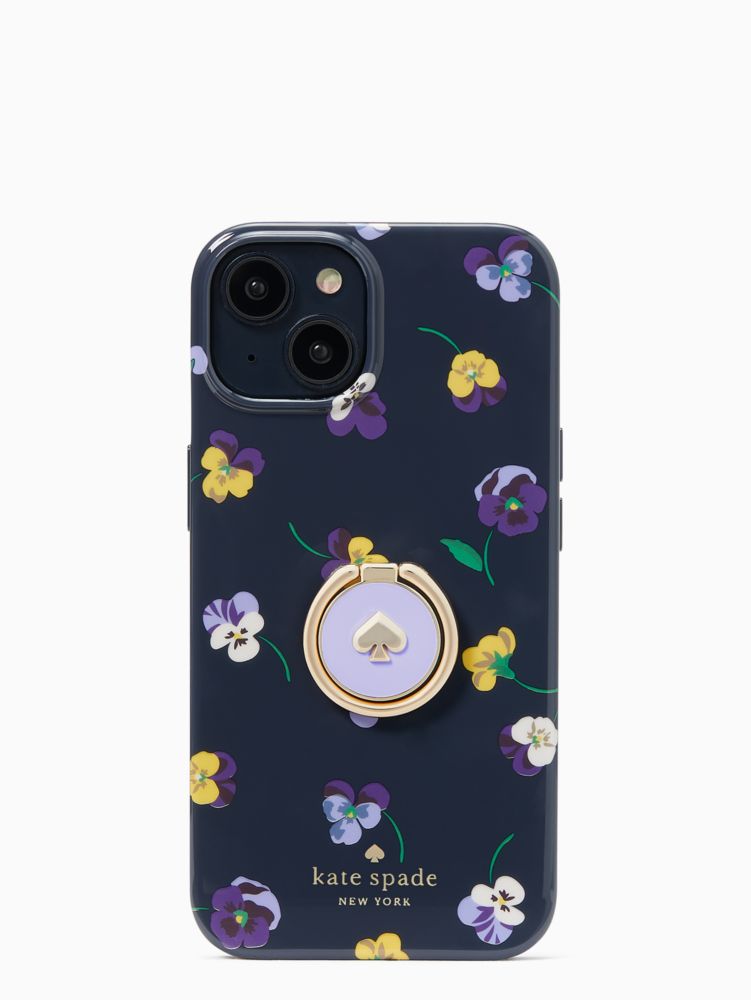 Kate Spade,pansy toss and ring resin iphone 14 case,Blazer Blue Multi