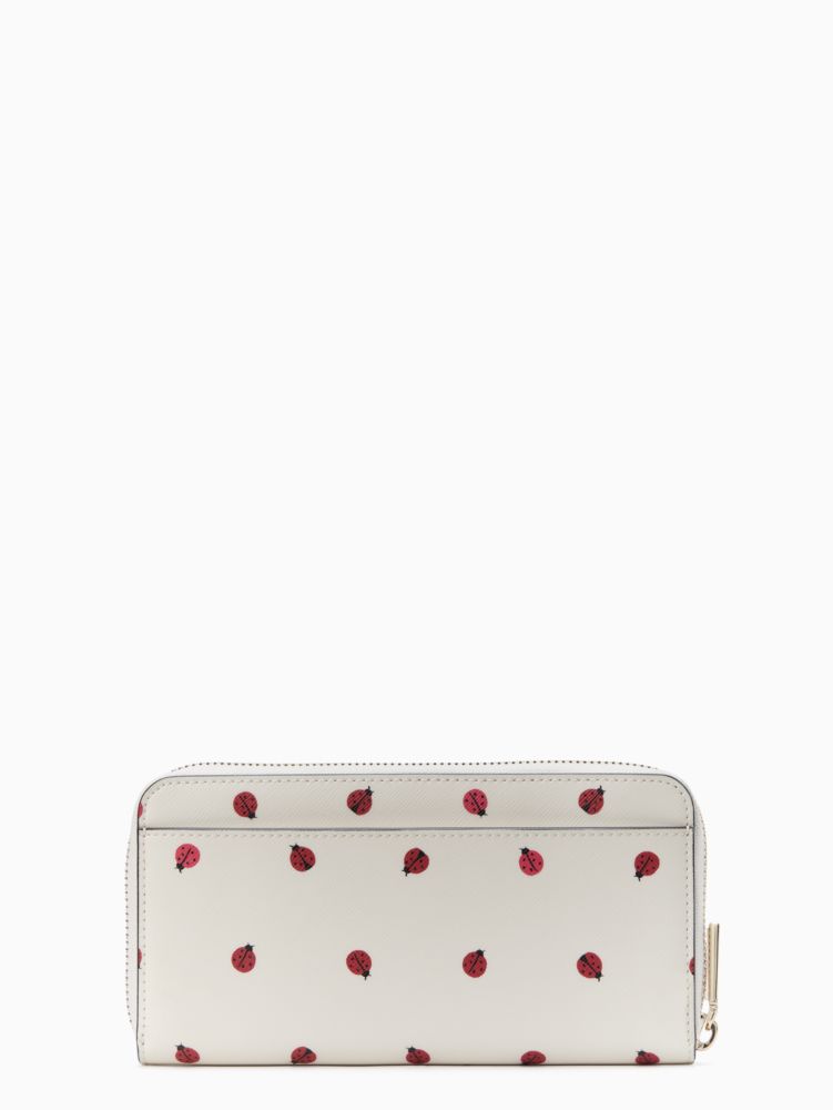 Kate Spade Staci Ladybugs Printed Cream Multi Medium Compact Bifold Wallet