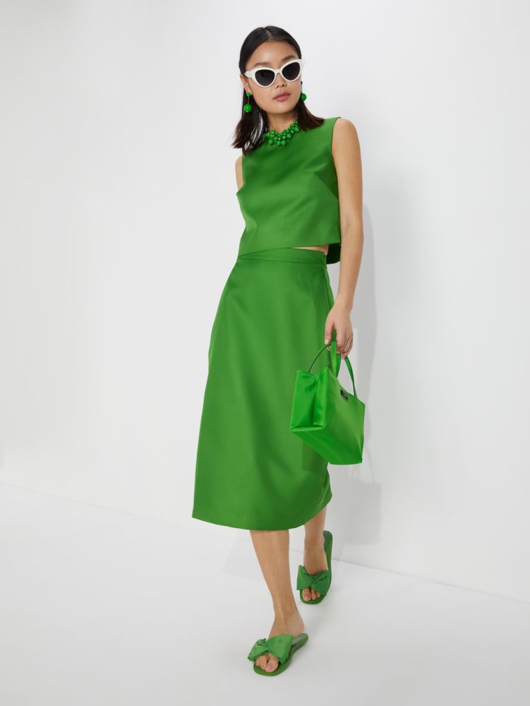 Kate Spade,Duchess Satin Pencil Skirt,KS Green