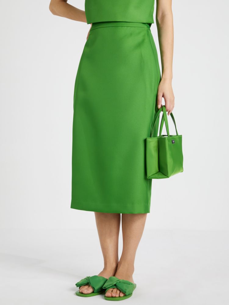 Kate Spade,Duchess Satin Pencil Skirt,KS Green