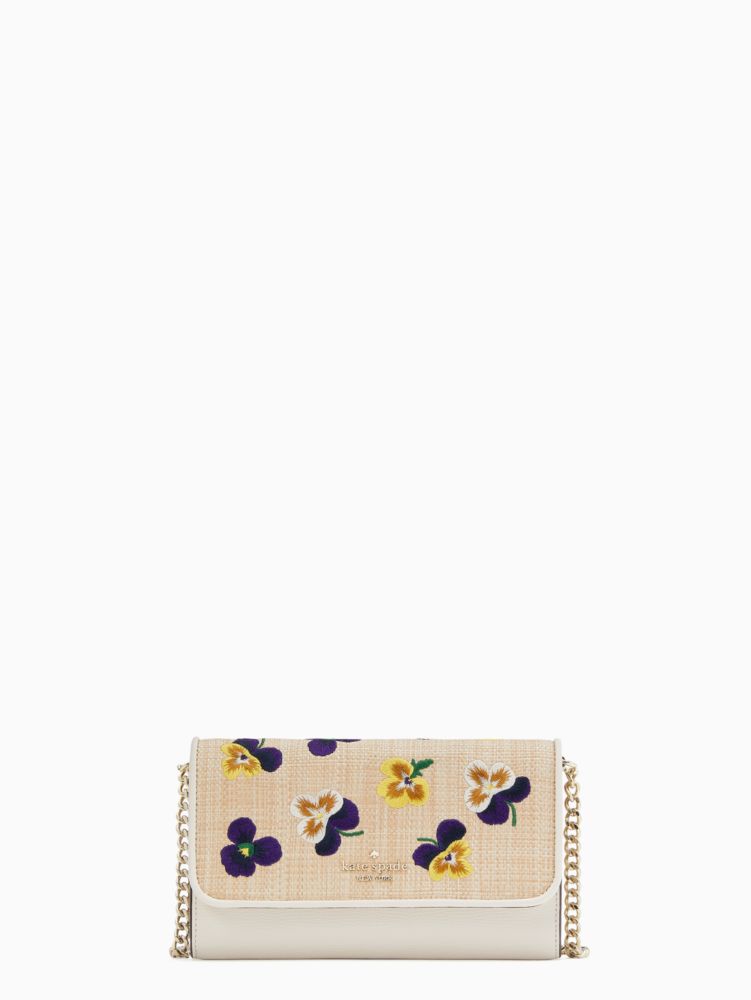 Embroidered Floral Flap Crossbody Bag