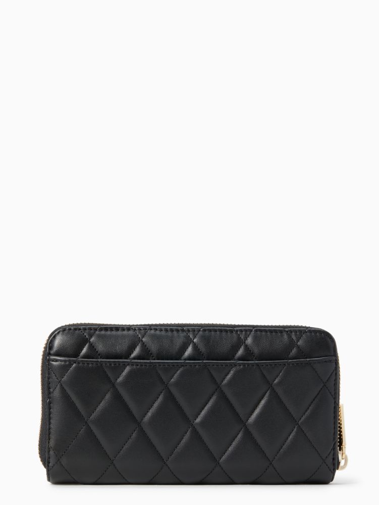 Black Leather Quilted Zippy Wallet