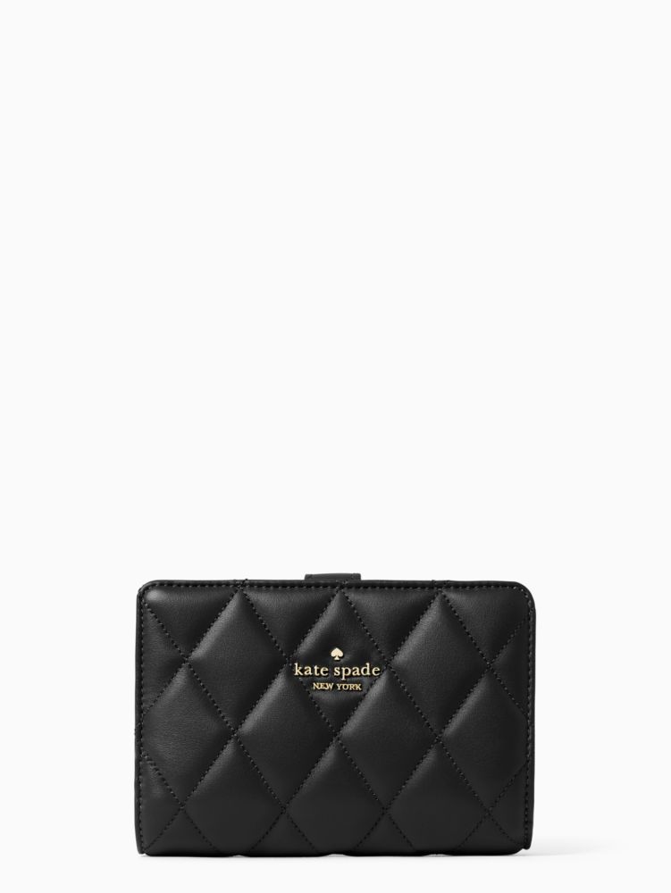 Kate Spade,carey medium compact bifold wallet,Black