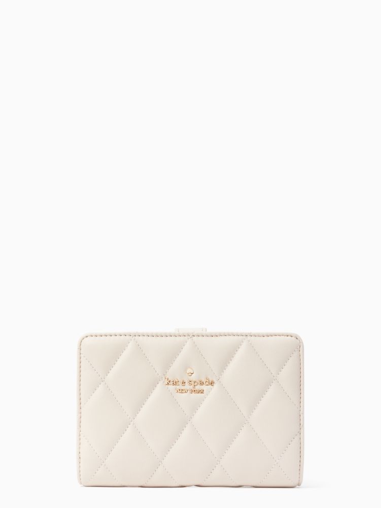 Kate Spade,carey medium compact bifold wallet,Parchment