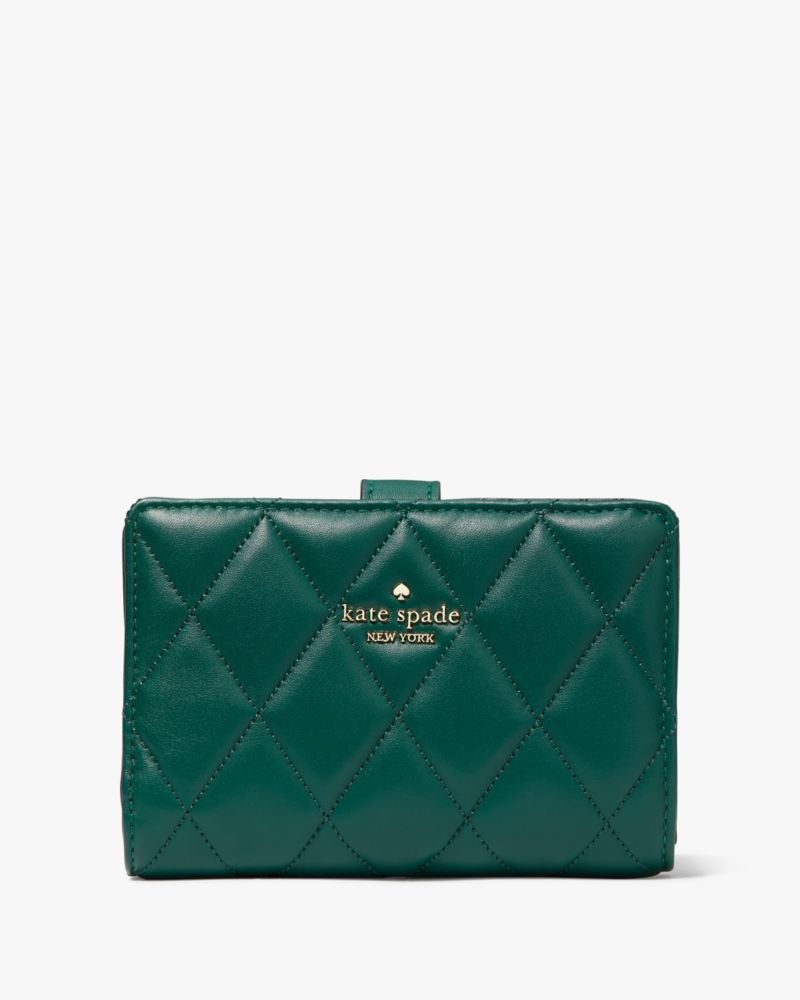 Kate Spade,carey medium compact bifold wallet,Deep Jade