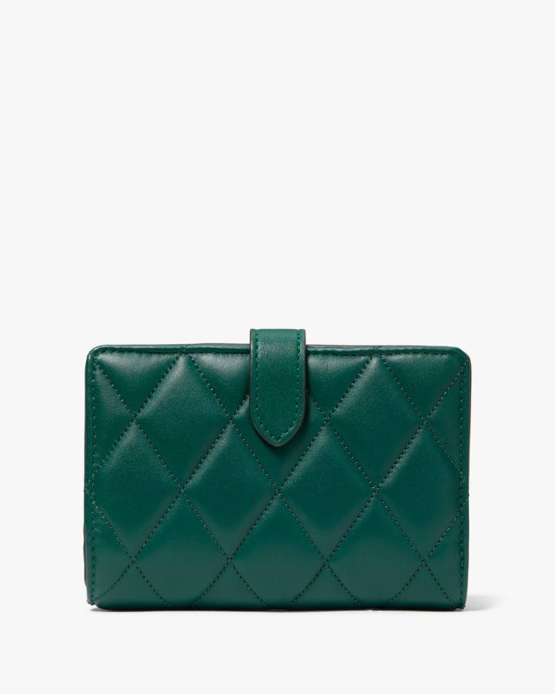 Kate Spade,carey medium compact bifold wallet,Deep Jade