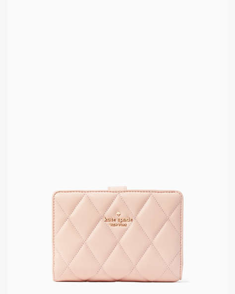 Kate Spade,carey medium compact bifold wallet,Conch Pink