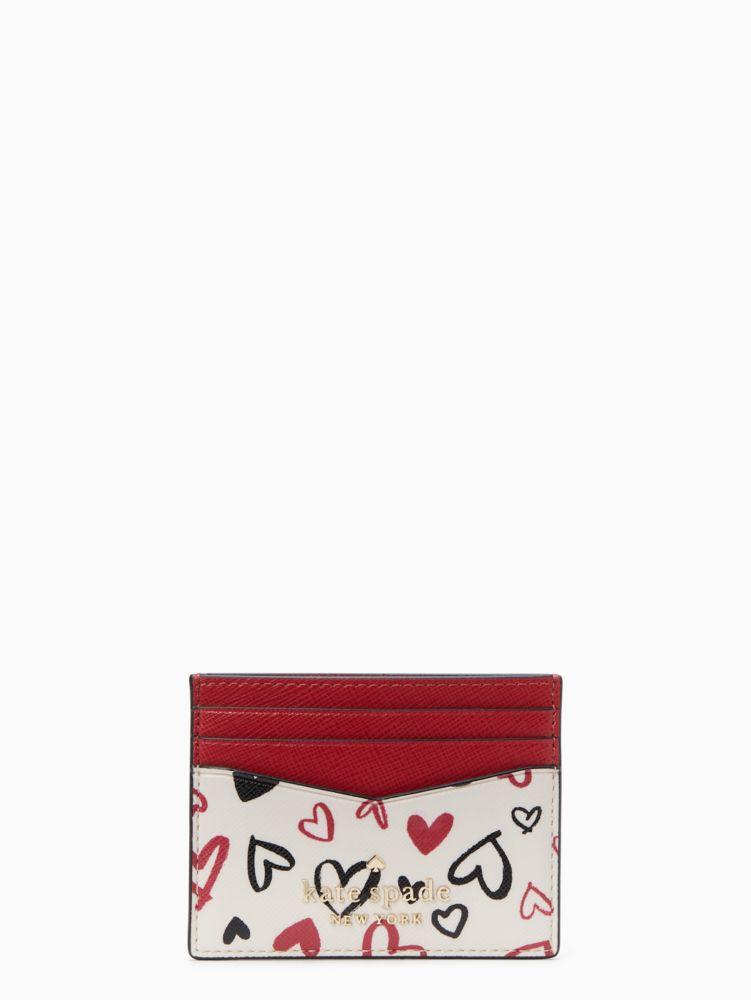 Kate Spade,staci boxed small heart card holder,Parchment Multi