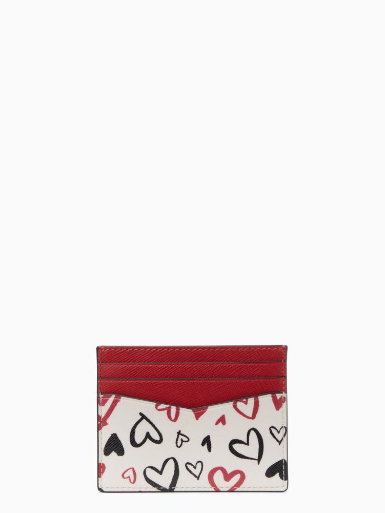 Kate Spade,staci boxed small heart card holder,Parchment Multi