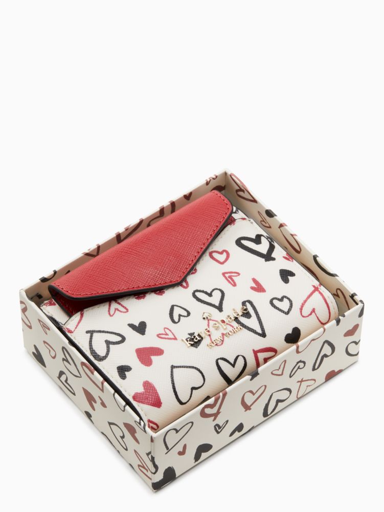 Kate Spade Staci Scribble Hearts Small Wallet Card Case Set W/Box KA629 New  P1